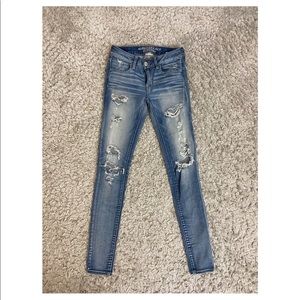 American Eagle Ripped Medium Wash Skinny Jeans